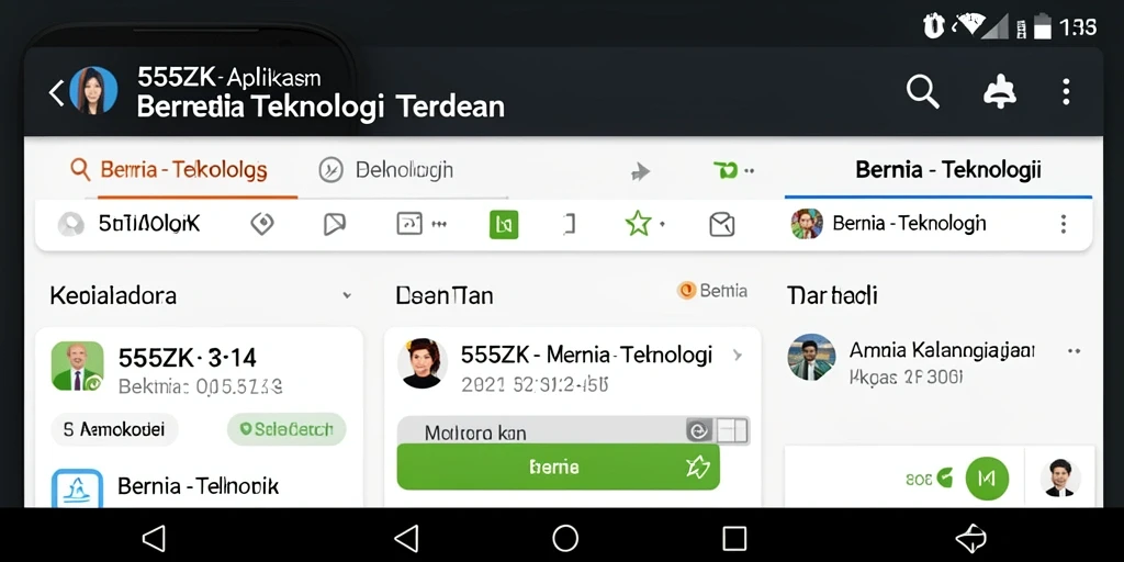Antarmuka aplikasi 555ZK menampilkan berita teknologi terbaru.