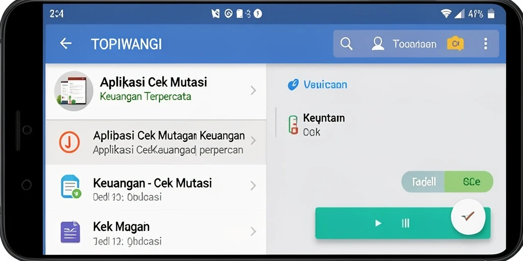 Antarmuka aplikasi TOPIWANGI untuk cek mutasi keuangan.
