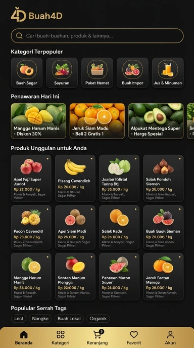 Tampilan katalog aplikasi buah4d