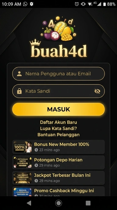 Tampilan halaman login buah4d